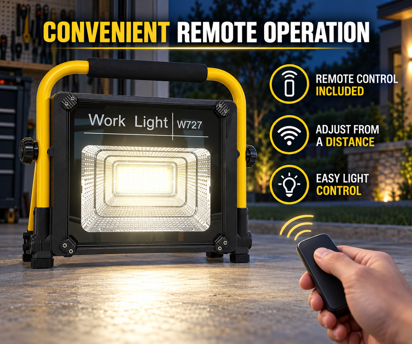 Solar Powered Rechargeable LED Work Light 80W 5000mAh For W727 Street Remote Control Battery Outdoor photo 3