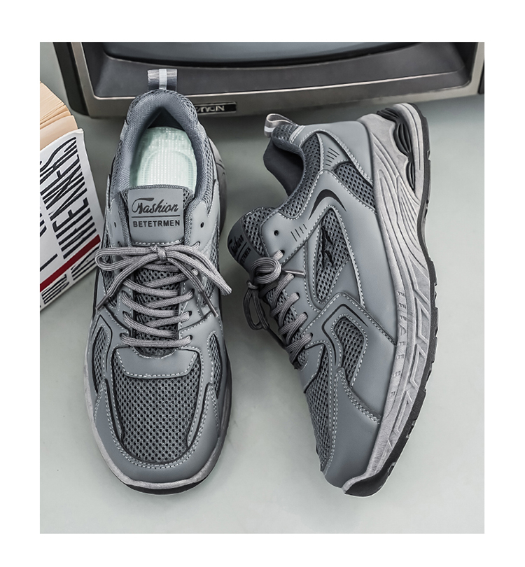 2026 Summer New Arrival Men's Shoes, Breathable Mesh, Trendy & Versatile, Thick Sole Casual Athletic Dad Shoes photo 2