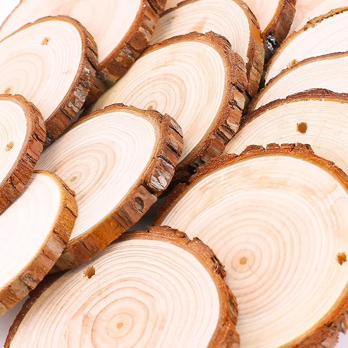 30-Piece Natural Wood Slices 2.4-2.8 Inch Predrilled Wooden Circles For DIY Crafts And Ornaments photo 3