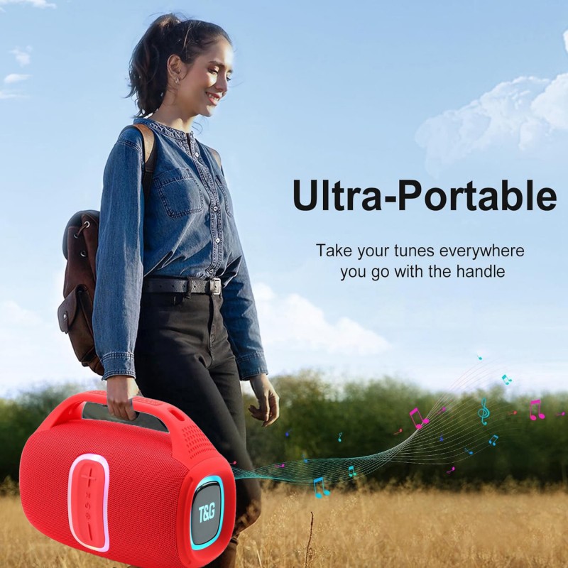 Portable Speakers With Dynamic Colourful LED Lights Bluetooth Speaker For Home Outdoor Travel TWS Pairing USB TF Playback FM Radio Hands Free Call Ideal For Parties Garden Beach photo 4