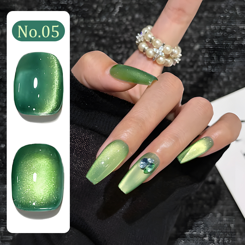 MS RAINBOW Amber Gold Cat Eye Gel Polish 05, Magnetic Cat Eye Nail Gel, Soak Off UV LED Nail Art Varnish For Salon Home DIY photo 2