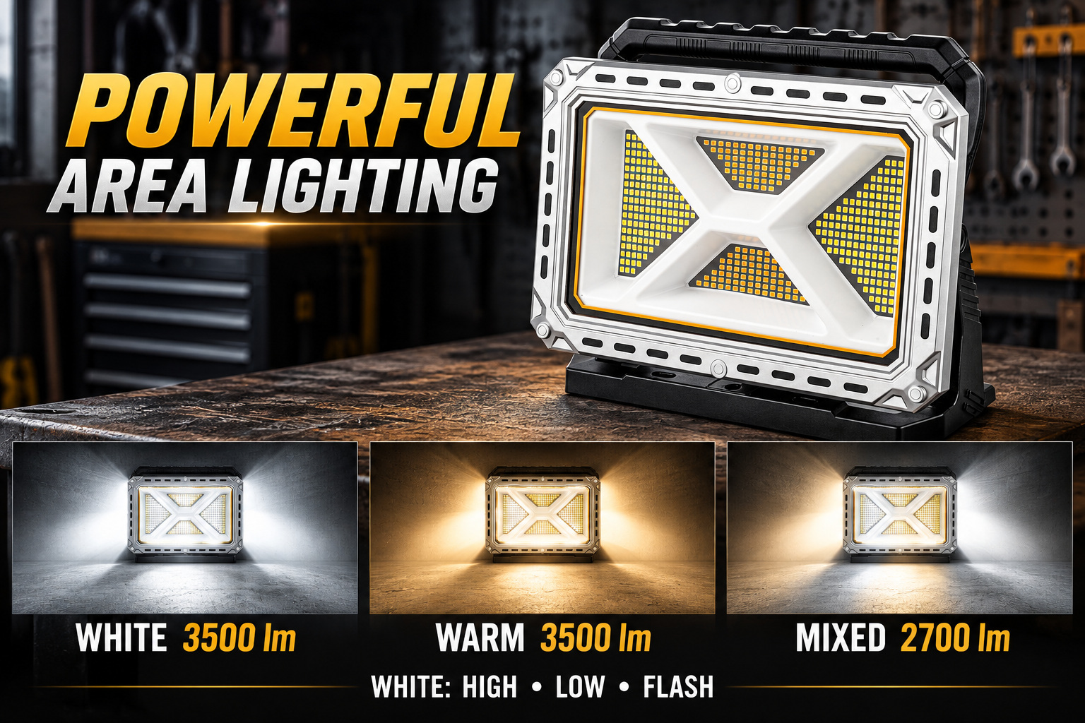 Rechargeable Battery Display Type C LED Work Light For W8141 4 3500LM 416 Flood 3 photo 7