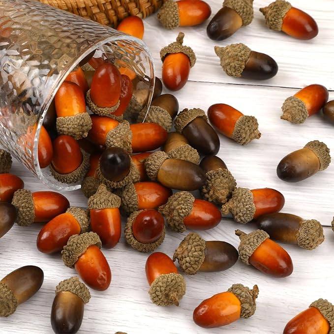 80-Piece Artificial Acorns Bulk Set For Thanksgiving, Fall Decor, DIY Crafts And Seasonal Decorations photo 1