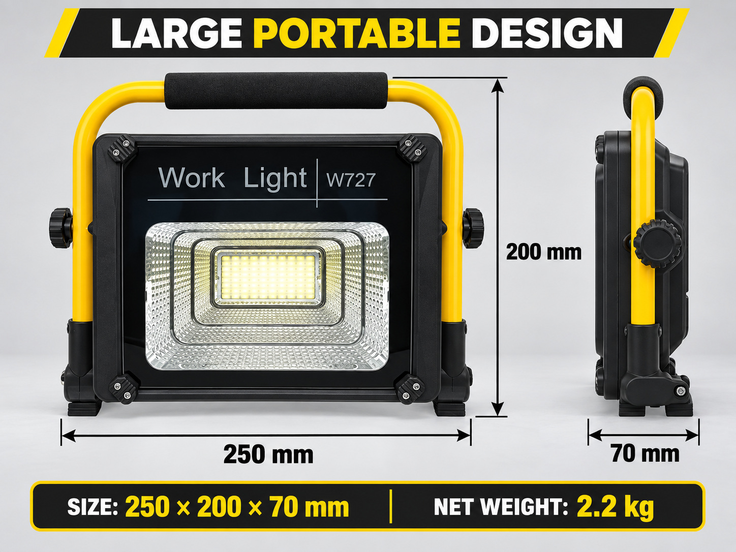 Solar Powered Rechargeable LED Work Light 80W 5000mAh For W727 Street Remote Control Battery Outdoor photo 5