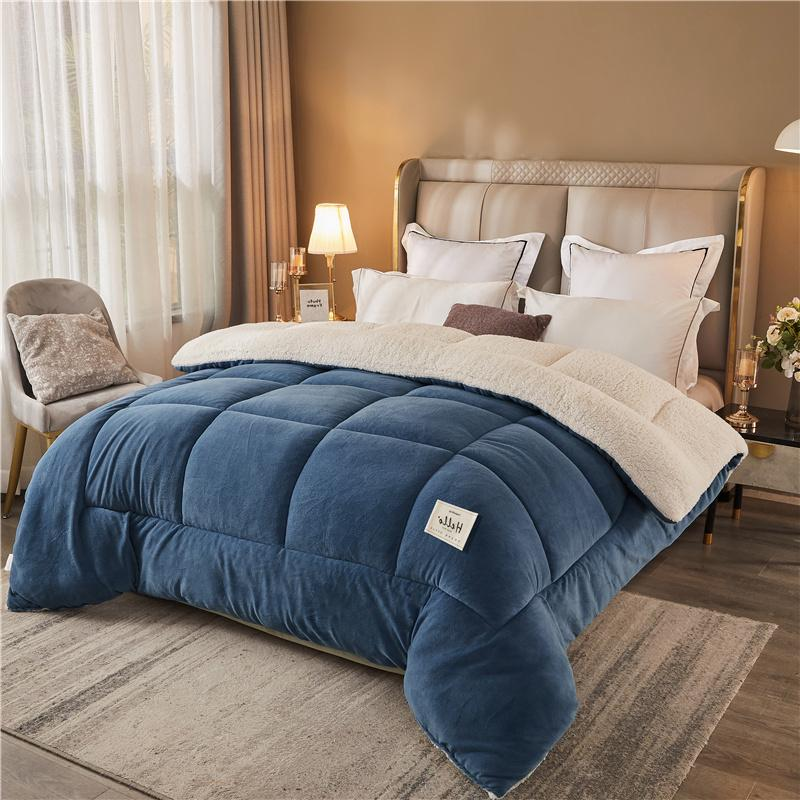 1PC Reversible Sherpa Comforter, Ultra Warm Thick Plush Bedding Quilt For Cold Winter photo 1