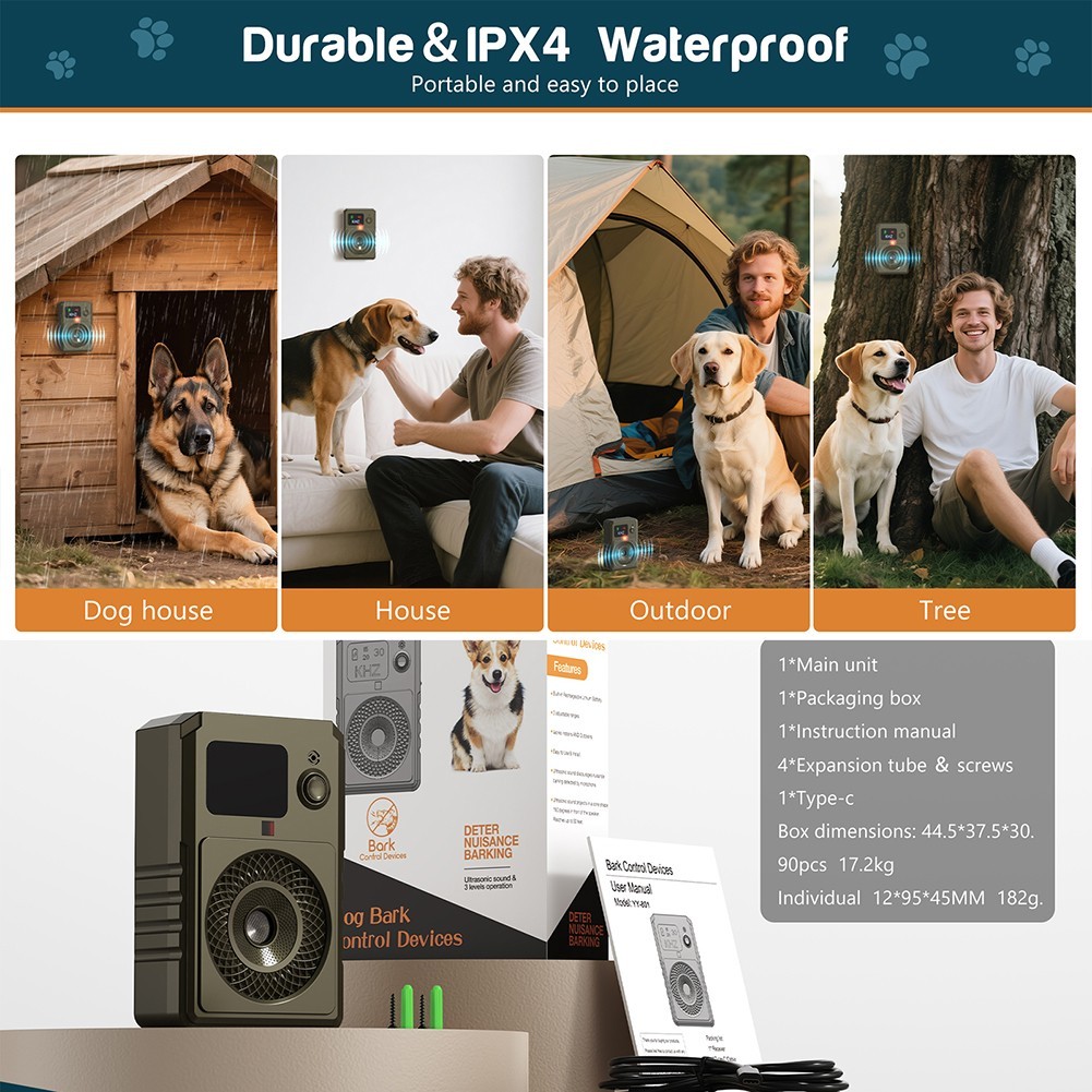 Waterproof Ultrasonic Anti Bark Device USB Rechargeable 50ft Range Dog Deterrent photo 2