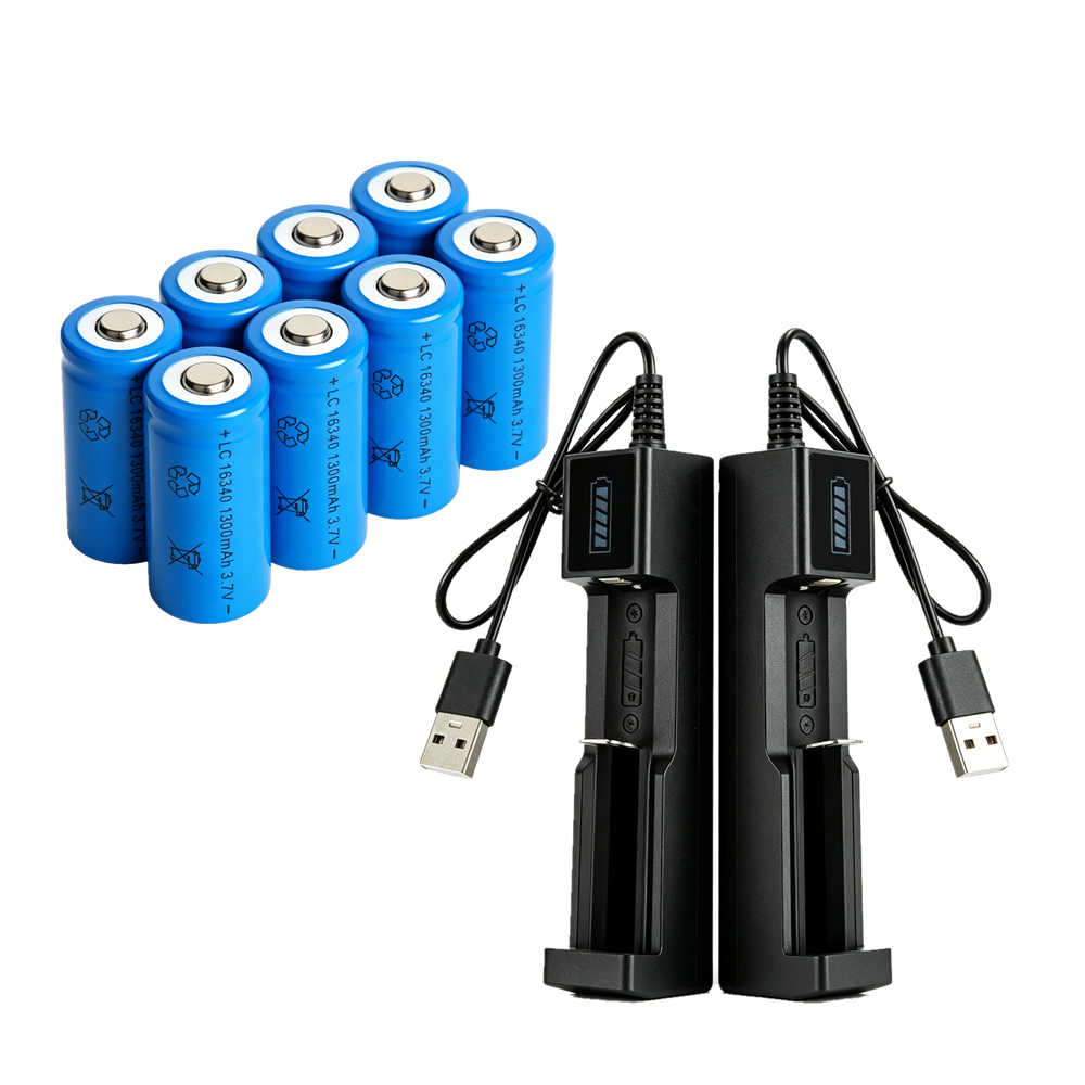1300 MAh 16340 CR123A Rechargeable Lithium-ion Battereis 3.7 V Li-ion Battery USB Battery Charger photo 3