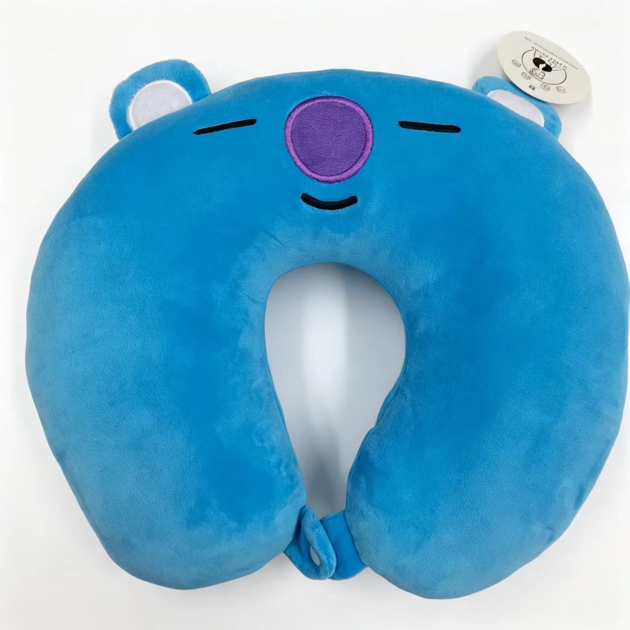Cute Blue Cartoon Bear Plush Travel Neck Pillow, PP Cotton Filled U Shaped Neck Support Cushion, Soft Fluffy Neck Rest For Airplane Car Office Nap photo 1