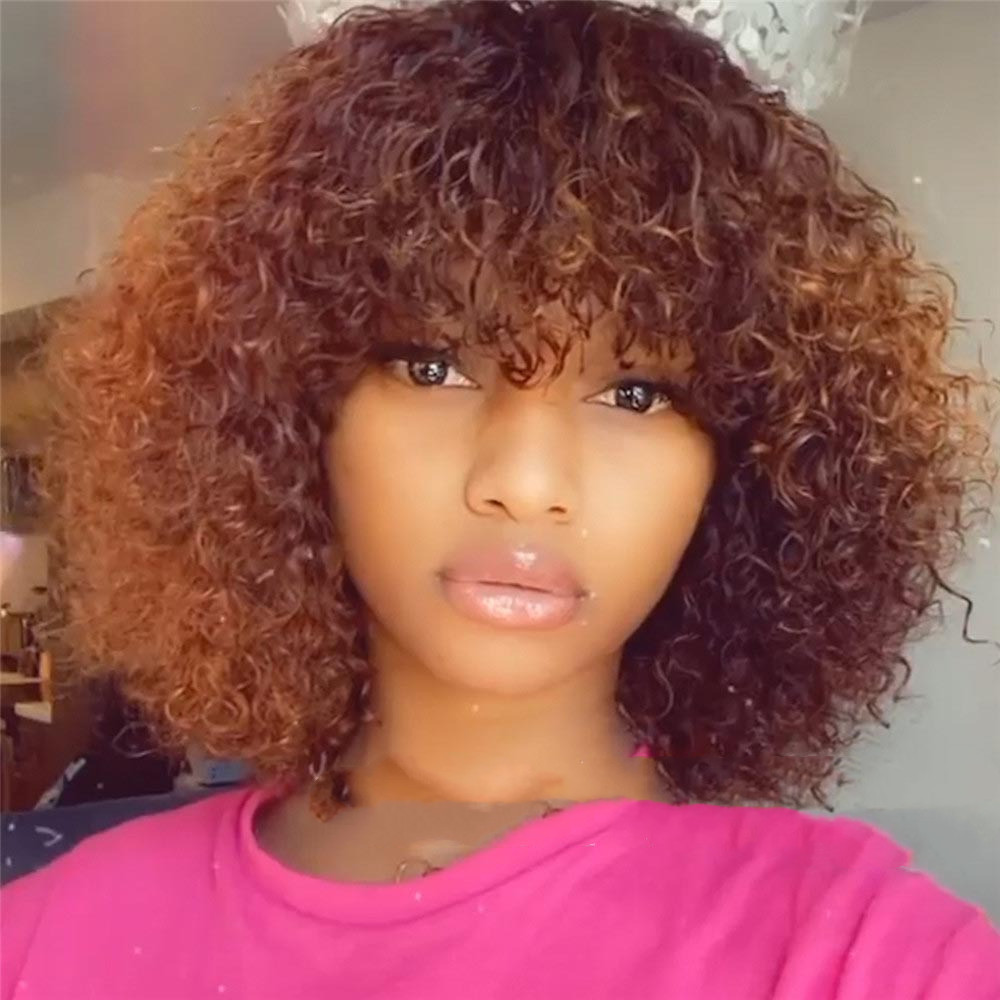 Women's Black African Small Curly Short Curly Hair Wig Long Hair Wig Short Curly Hair photo 3