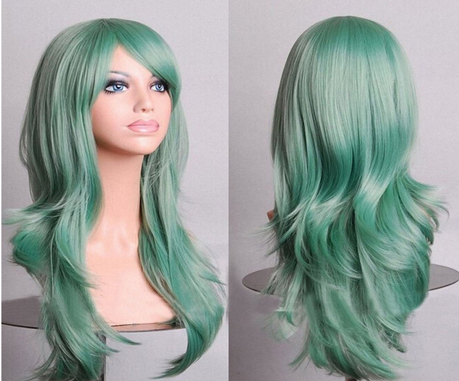 Cos Long Roll Anime Cosplay Color European And American Wig Foreign Trade Multicolor photo 2
