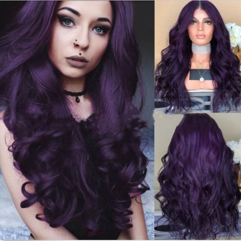 Medium And Long Curly Hair Cross-border Fashion Big Wave Cosplay Anime Purple Factory Wholesale photo 1