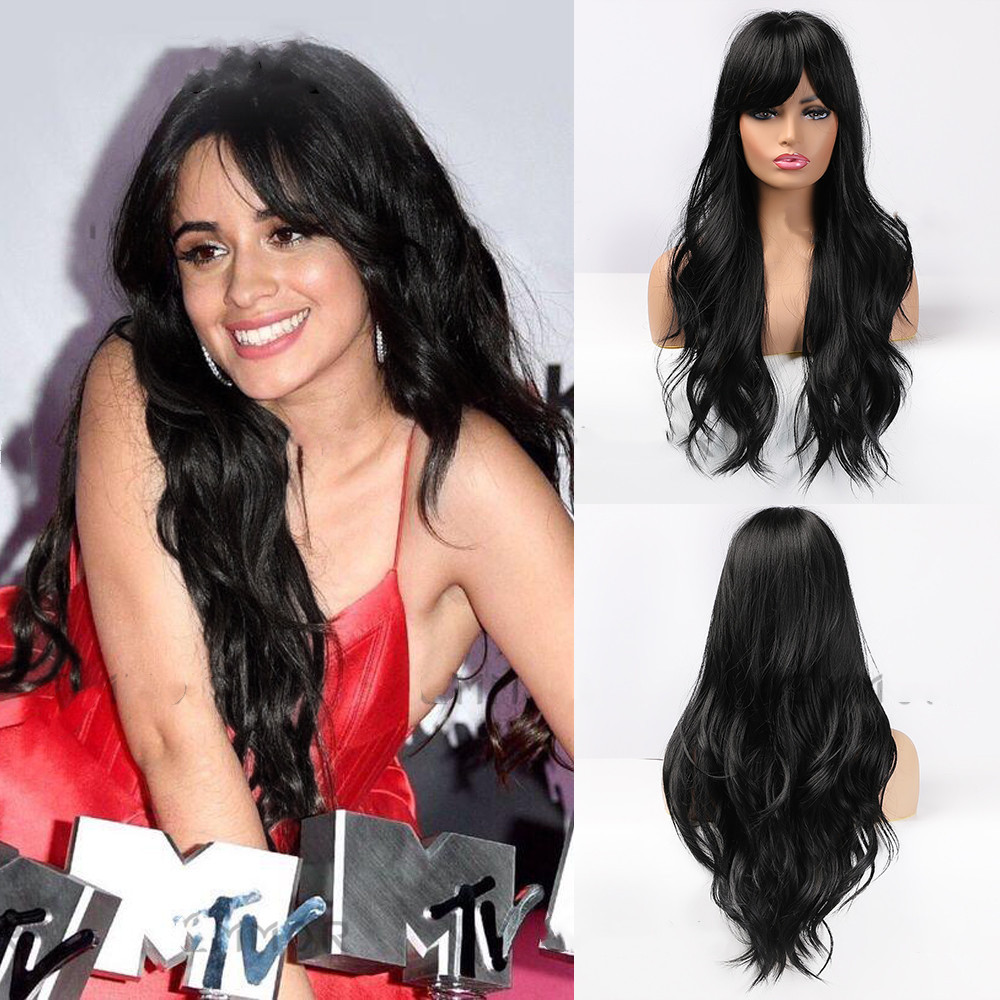 Black Brown Long Curly Hair With Bangs photo 3