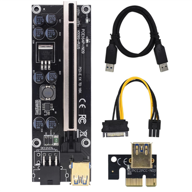 Riser Card 009s Plus PCI-E PCIE PCI Express X16 GPU 6in Adapter card USB 3.0 Cable 1X 16X Extender photo 1