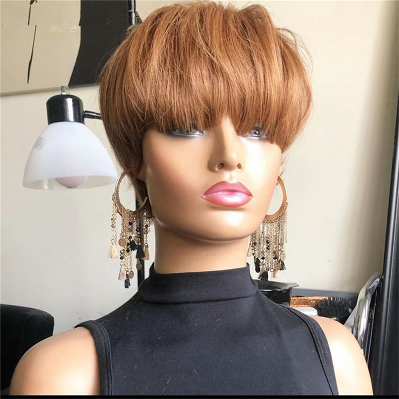 New Style Wig European And American Ladies Short Hair Natural Black Brown Chemical Fiber Hair Headgear Button Net photo 2