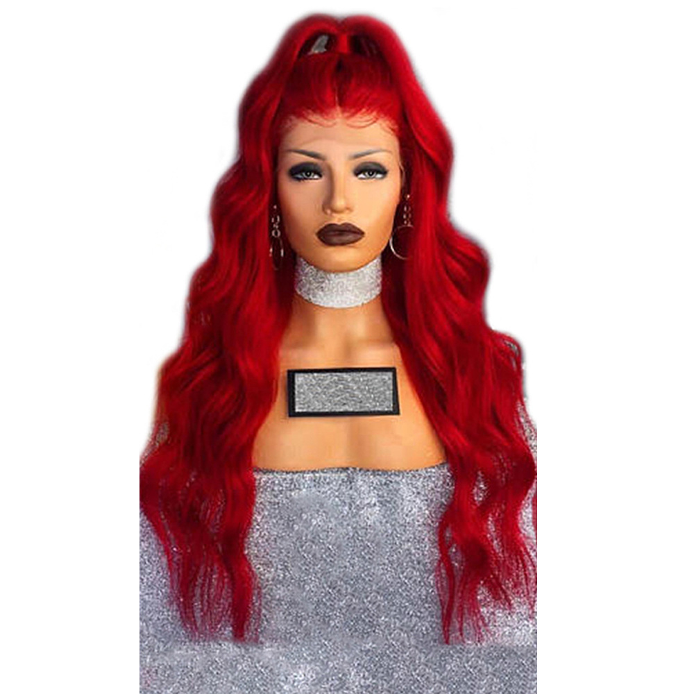 Chemical Fiber Front Lace Wig Headgear Red Wig Female Long Curly Hair photo 2