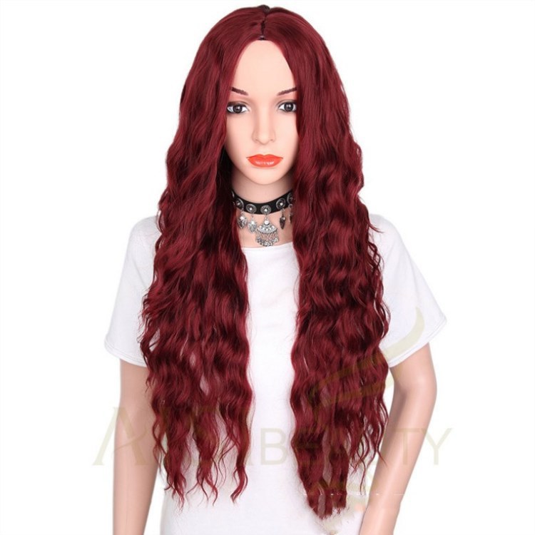 Wig Wine Red Corn Whisker Wig Black Small Curls photo 2
