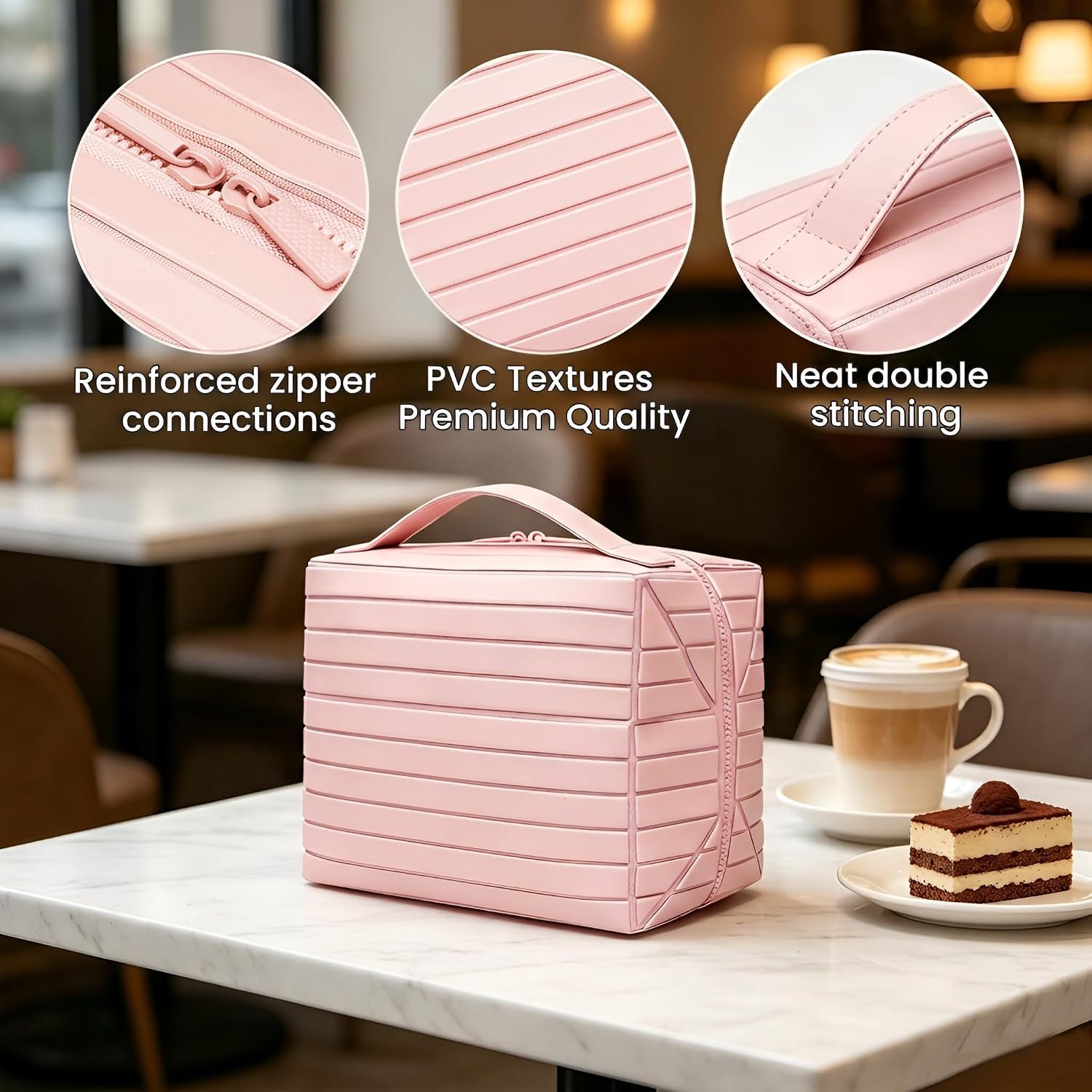 Foldable Standing Makeup Bag With Large Capacity And Multiple Compartments, Portable Toiletry Bag, Travel Skincare Products, Cosmetics Storage Bag photo 3