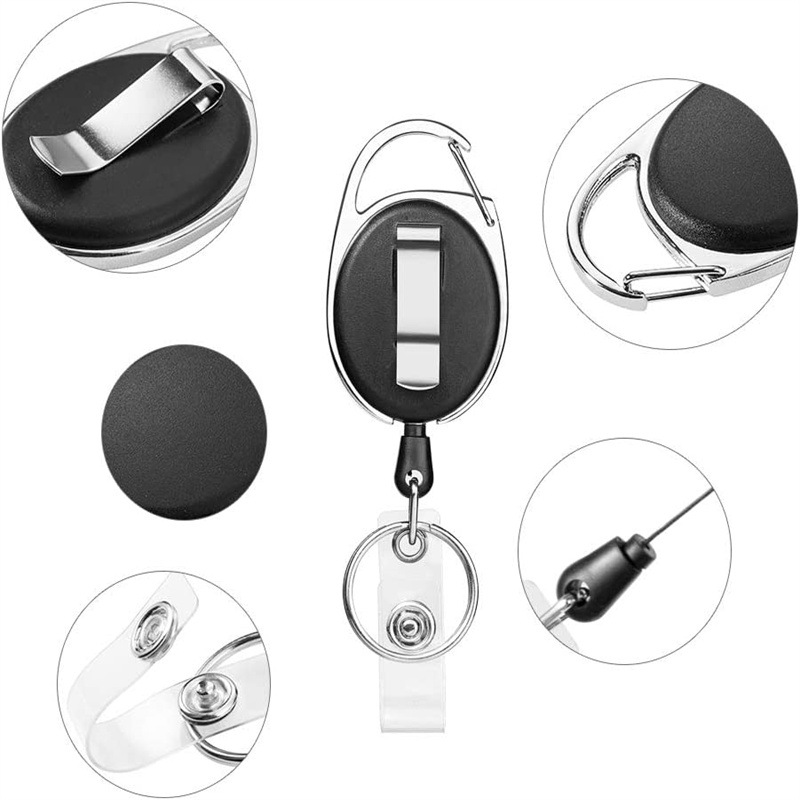 Plastic Vertical Card Holder Black Retractable Badge Clip Reel photo 8