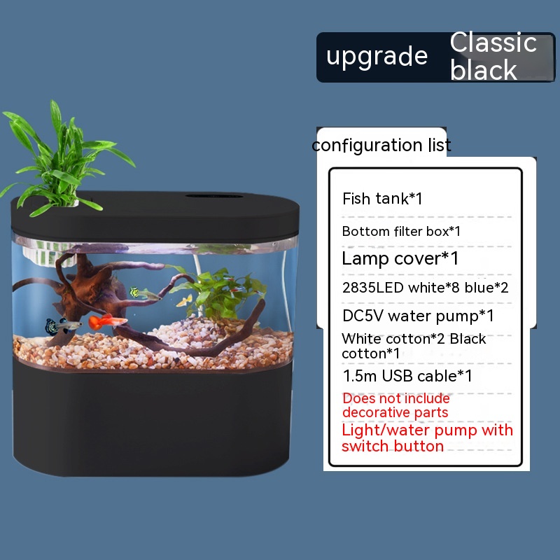 Aquarium Ecological Landscape Desktop Self-circulation Mini Small Change Water Household Fish Tank photo 8
