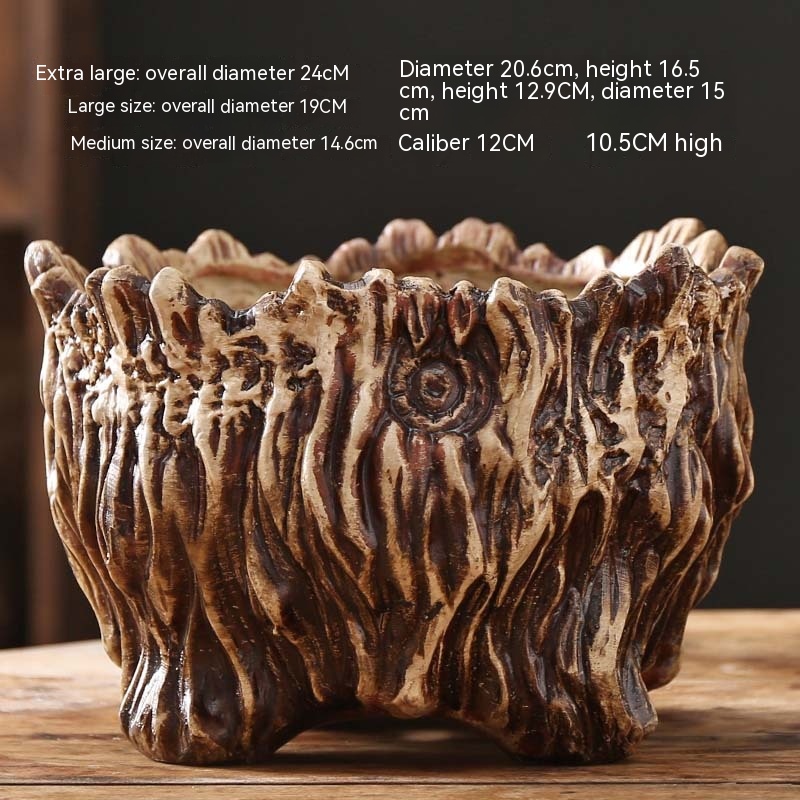 Flower Pot Ceramic Large Extra Large Wood Shaped Tree Root Green Plant Succulent Flower Pot photo 3