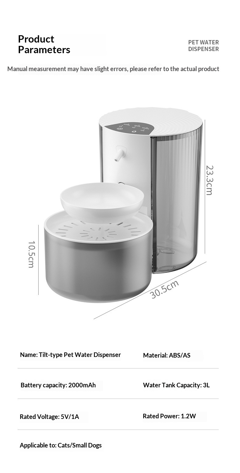 Smart Constant-Temperature 3L Pet Water Fountain With Clean-Water Separation & Tipping Mechanism. photo 7