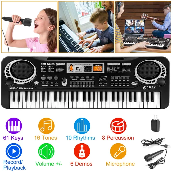 61 Keys Digital Music Electronic Keyboard Electric Piano Musical Instrument Kids Learning Keyboard photo 1