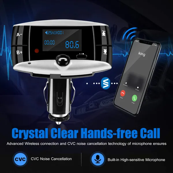 Car Wireless FM Transmitter USB Charger Hands-free Call MP3 Player SD Card Reading Aux-in LED Display photo 2