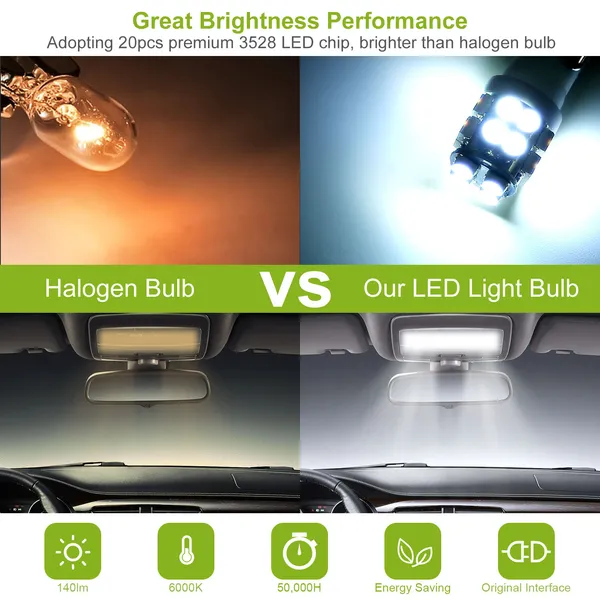 10Pcs 12V T10 LED Light Bulb Wedge Base Interior Dome Map LED Lights License Plate Trunk Side photo 2