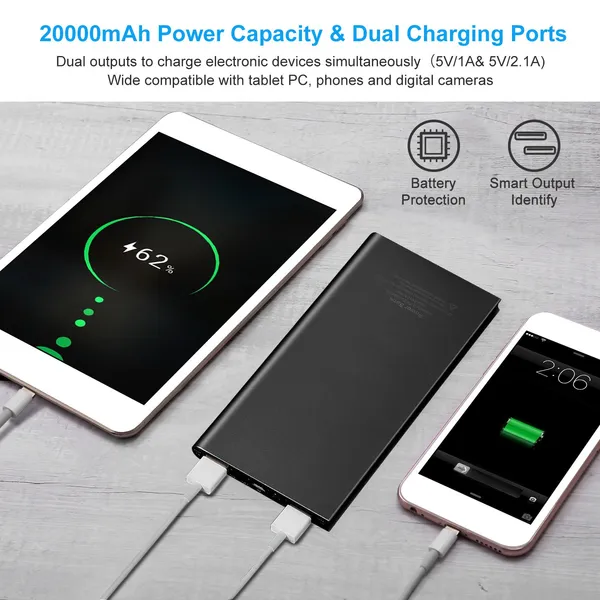 20000mAh Power Bank Ultra-thin External Battery Pack Phone Charger photo 3