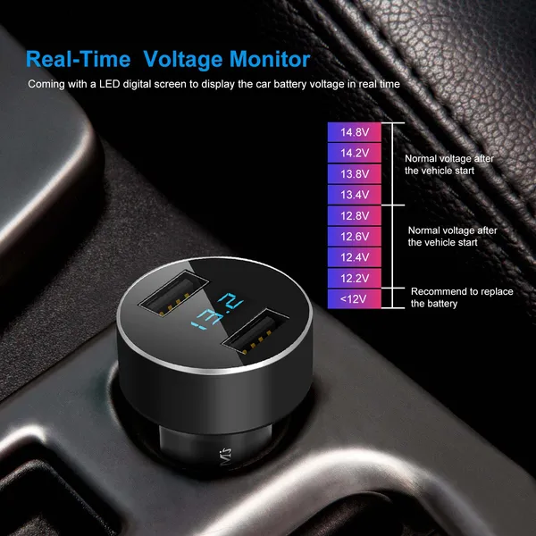 Universal 15W/3.1A Dual USB Car Charger Adapter Aluminum Alloy Fast Car Charging Adapter For IPhone XR XS Tablet PC photo 4