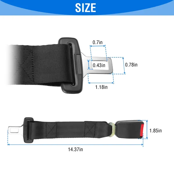 2Pcs Car Seat Belt Extender 14.37in Buckle Tongue Webbing Extension Safety Belt photo 3