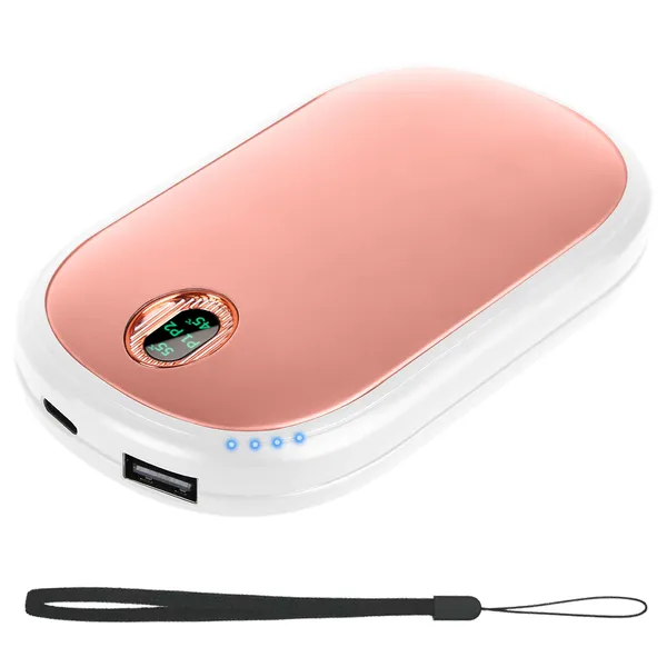 Rechargeable Hand Warmer Electric Hand Heater Portable Reusable Pocket Warmer Power Bank With Digital Display 2 Levels Double-sided Heating photo 1