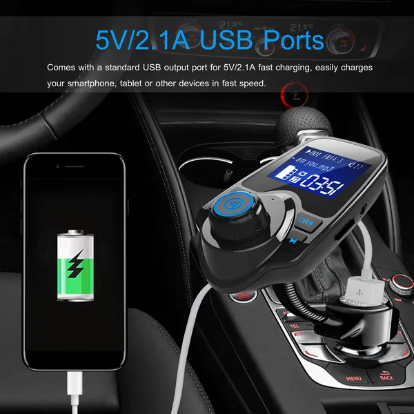 Car Wireless FM Transmitter Fast USB Charge Hands-free Call Car MP3 Player AUX Input photo 5