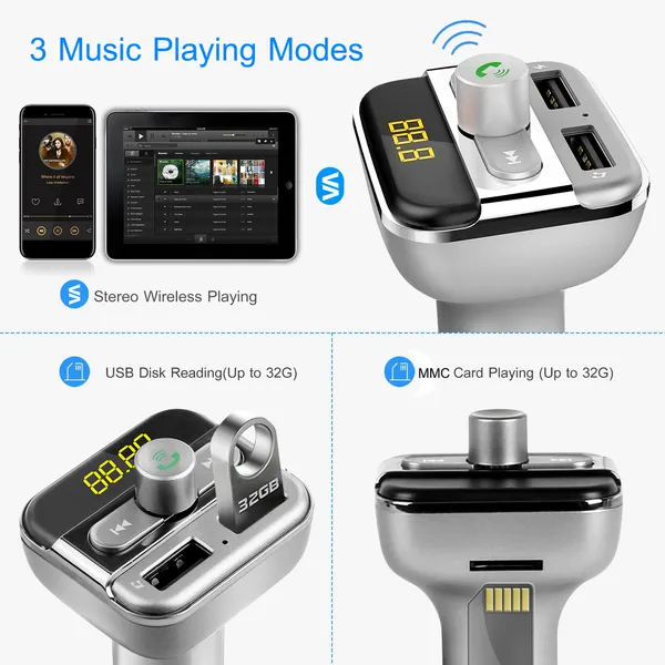 Car Wireless FM Transmitter 3.4A Dual USB Charge Hands-free Call Car MP3 Player photo 4