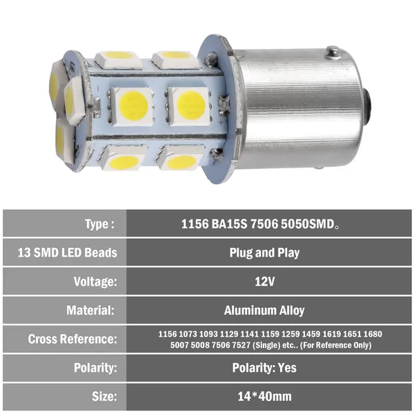 20Pcs 12V Car Light Bulbs 4500K 14MM Aluminum Alloy Turn Signal Light photo 4