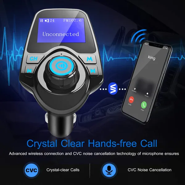 Car Wireless FM Transmitter MP3 Player Hand-Free Call USB Charger AUX Input photo 3