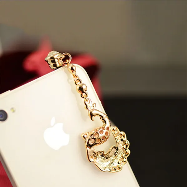 Colorful Crystal Diamond Phoenix Dust Cap Pendant For Cell Phone 3.5mm Jack photo 5