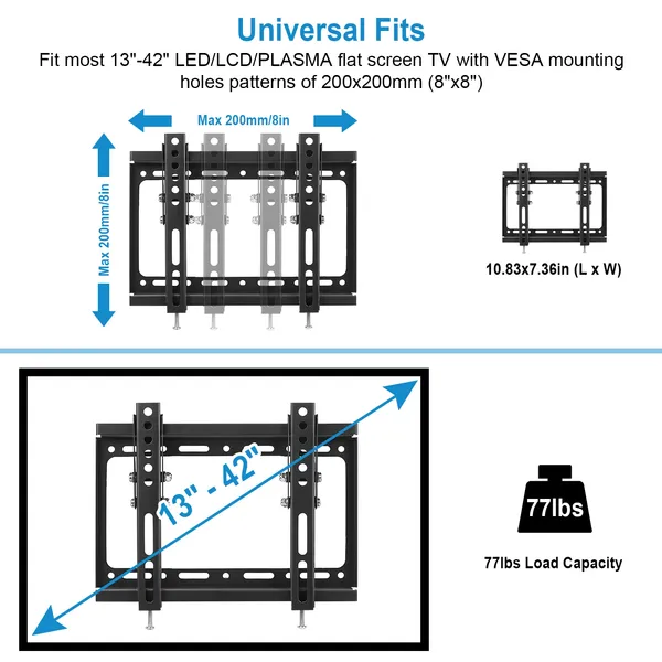 TV Wall Mount Bracket Tilt For 13"-42" LED/LCD/PLASMA Flat TV VESA 200x200mm photo 4