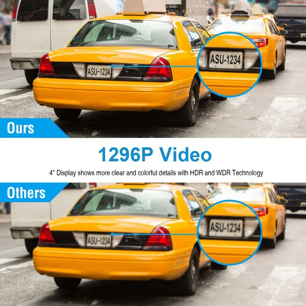 1296P Car DVR Dash Camera 4In 3 Lens Vehicle Driving Recorder Seamless Recording photo 2