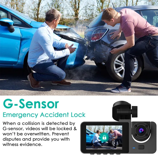 3 Channel Dash Cam Front Inside Rear Vehicle Driving Recorder Car DVR With 32G MMC Card G Sensor Motion Detection Parking Monitor Night Vision Loop Recording photo 3