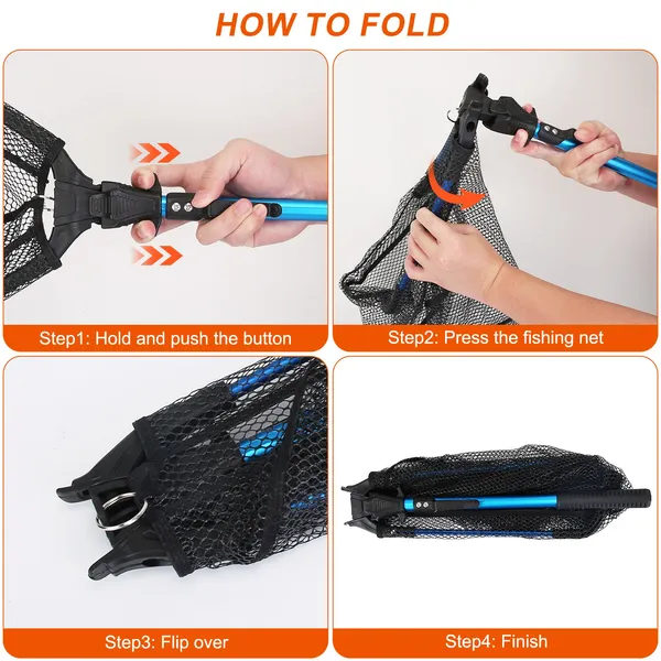 Foldable Fishing Net With Aluminum Alloy Rod EVA Handle Durable 5MM Hexagonal Nano Coating Nylon Mesh Collapsible Landing Net Safe Fish Catching Or Releasing photo 5