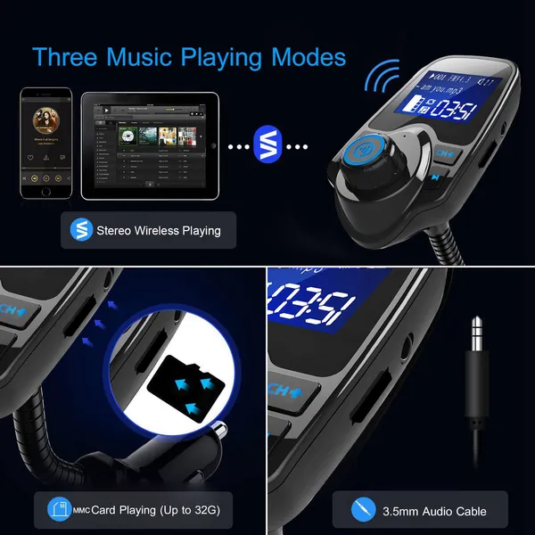 Car Wireless FM Transmitter Fast USB Charge Hands-free Call Car MP3 Player AUX Input photo 3