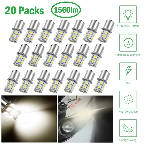 20Pcs 12V Car Light Bulbs 4500K 14MM Aluminum Alloy Turn Signal Light photo 1