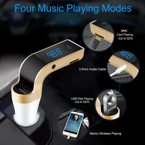 Car Wireless FM Transmitter USB Charger Hands-free Call MP3 Player MMC Card Reading Aux-in LCD Display photo 2