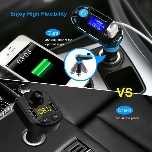 Car Wireless FM Transmitter Dual USB Charger Hands-free Call MP3 Player Aux-in LED Display Remote Controller photo 5