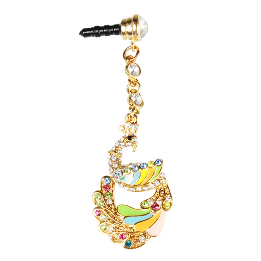 Colorful Crystal Diamond Phoenix Dust Cap Pendant For Cell Phone 3.5mm Jack photo 6