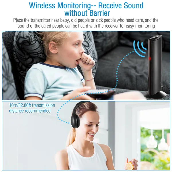 Wireless RF Headphones HiFi Over Ear Headsets RF Transmitter Receiver photo 4