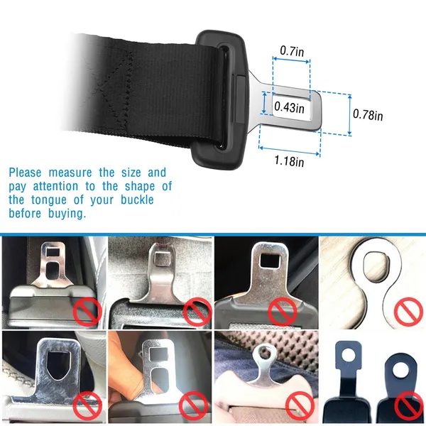 2Pcs Car Seat Belt Extender 14.37in Buckle Tongue Webbing Extension Safety Belt photo 5