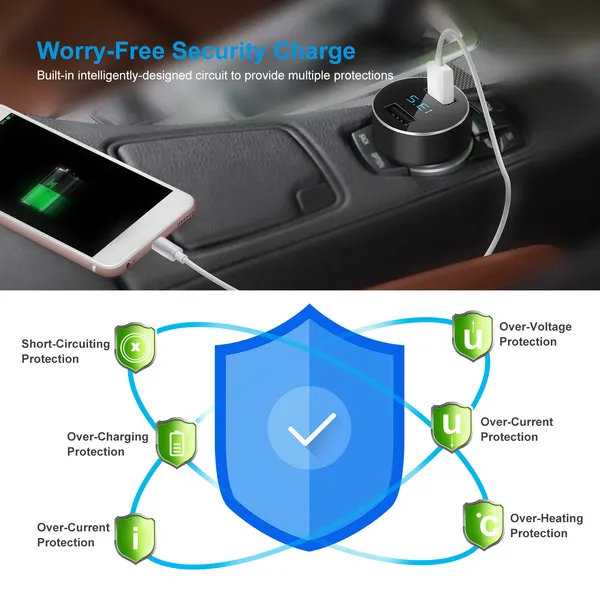 Universal 15W/3.1A Dual USB Car Charger Adapter Aluminum Alloy Fast Car Charging Adapter For IPhone XR XS Tablet PC photo 5