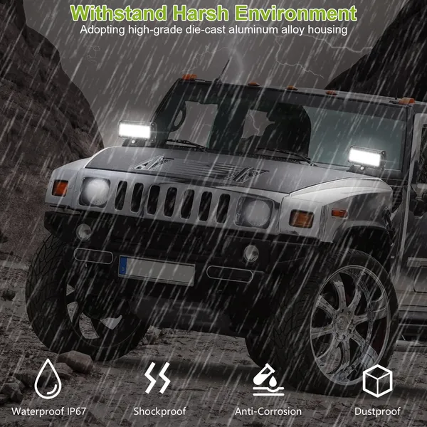 7in LED Light Bar 120W 12000LM LED Work Light Pods Offroad Driving Lights IP67 Waterproof Fog Light Spot Flood Beam For Jeep Trailer Truck Bus Boat photo 3